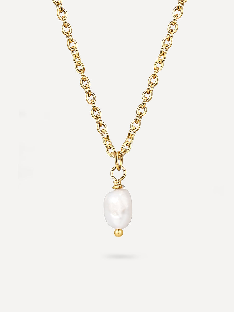 Simple Pearl Pendant Kette Gold