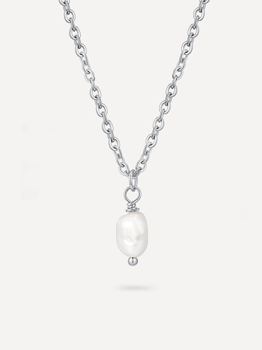 Simple Pearl Pendant Kette Silber