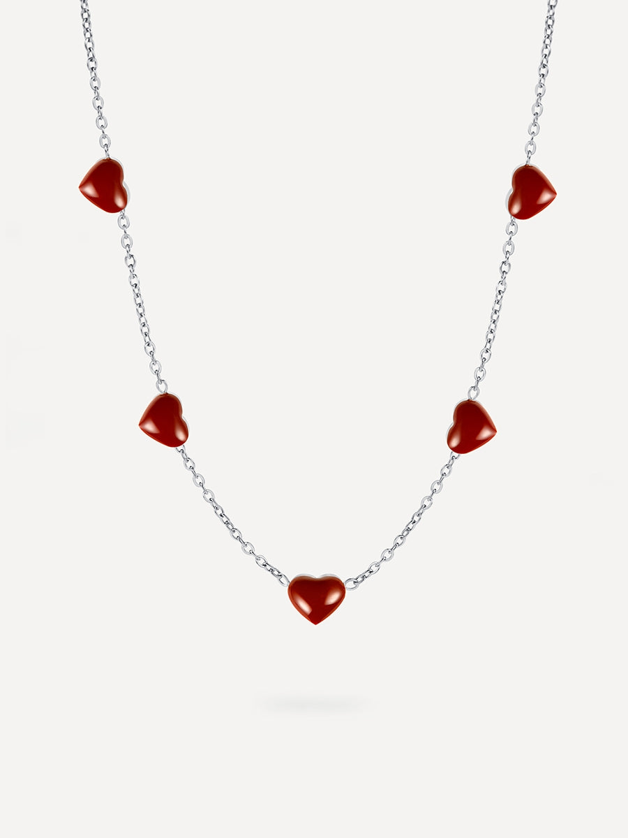 Red heart Kette Silber