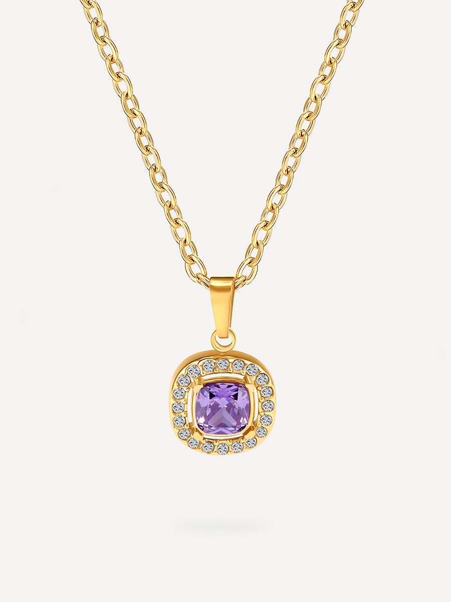 Eternal Purple Square Kette Gold