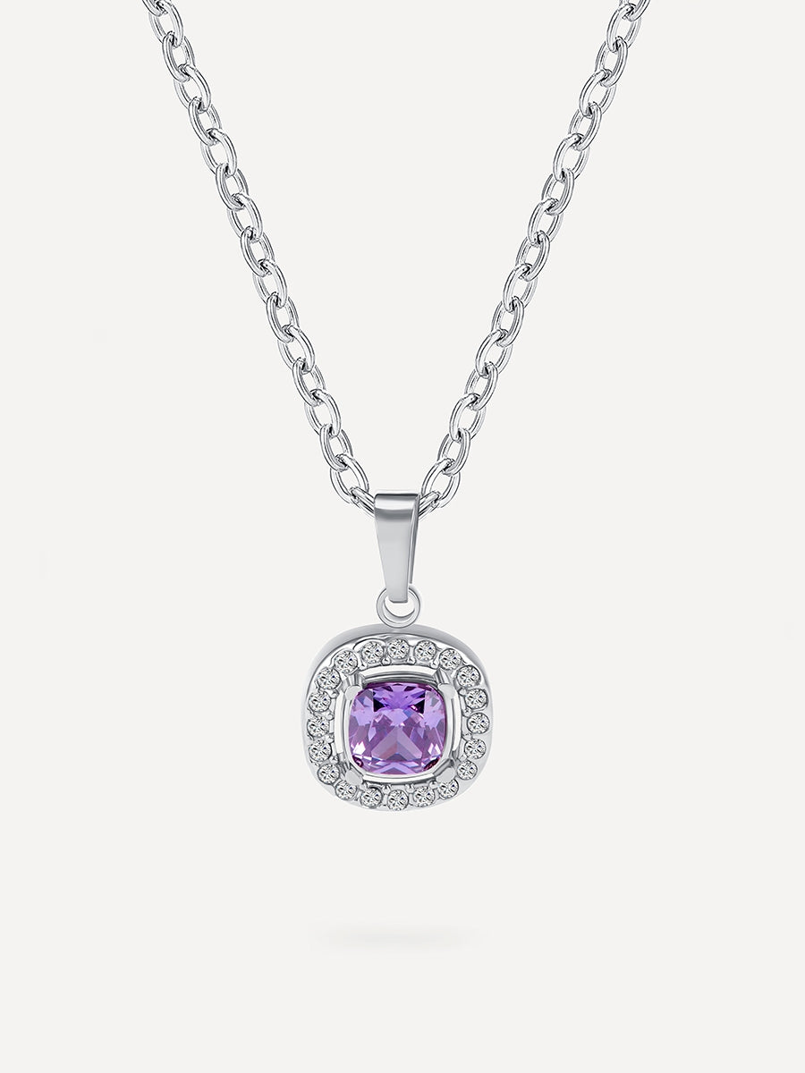 Eternal Purple Square Kette Silber