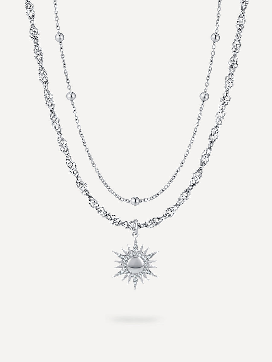 Cluster Glitter Kette Silber