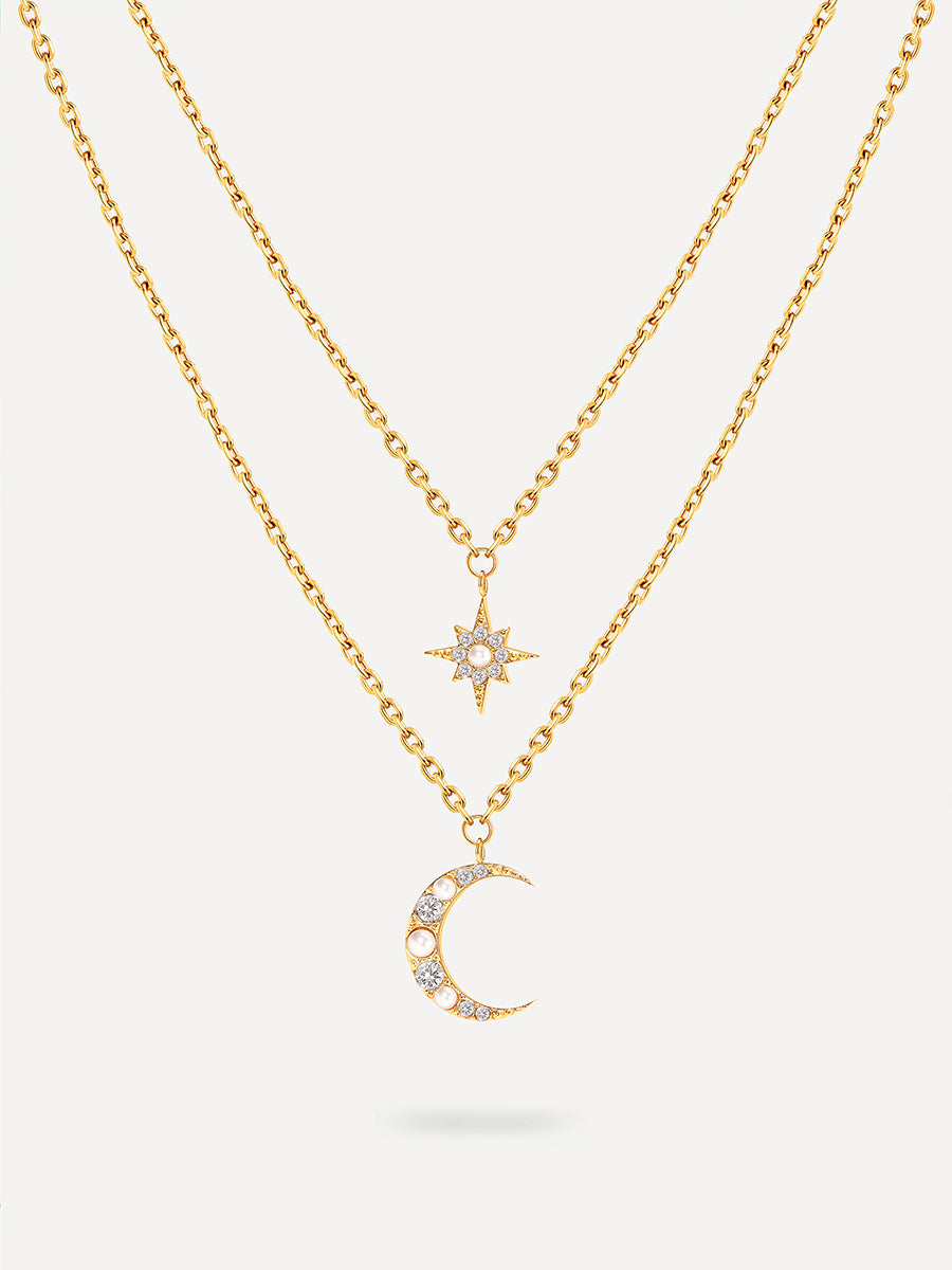 Moon Phase N Star Double Layer Kette Gold