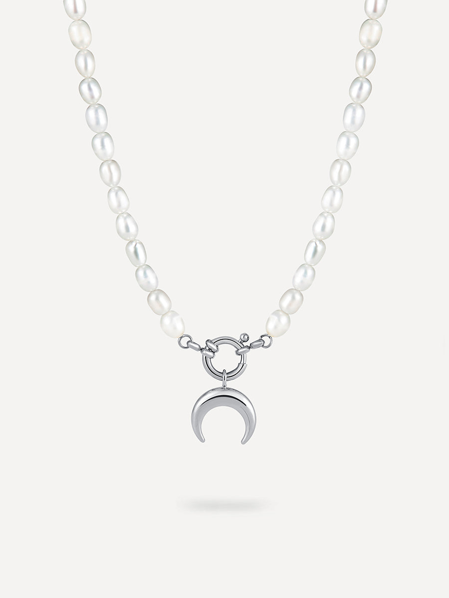 Crescent Pearl Kette Silber
