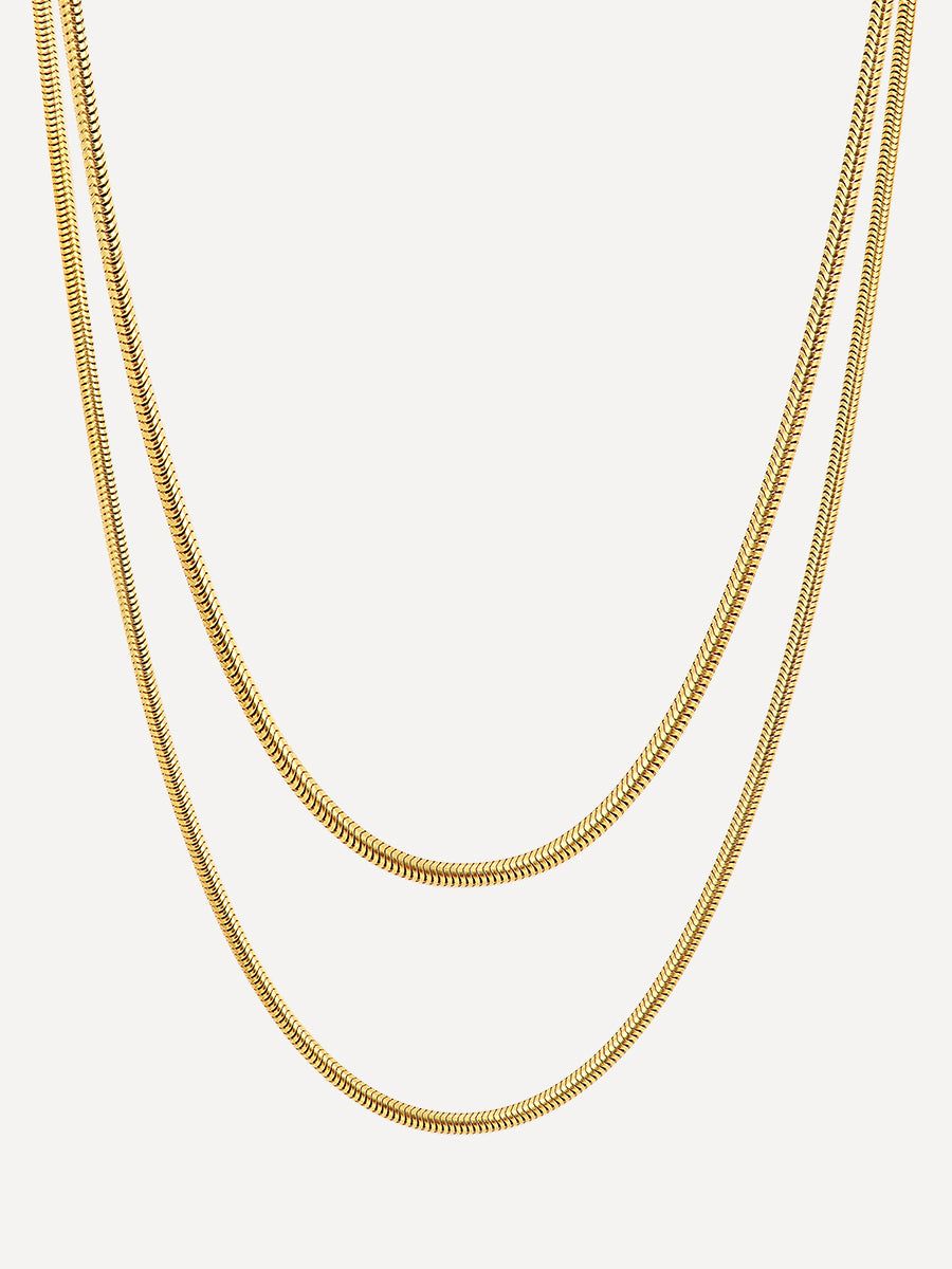 Round Sleek Kette Set Gold
