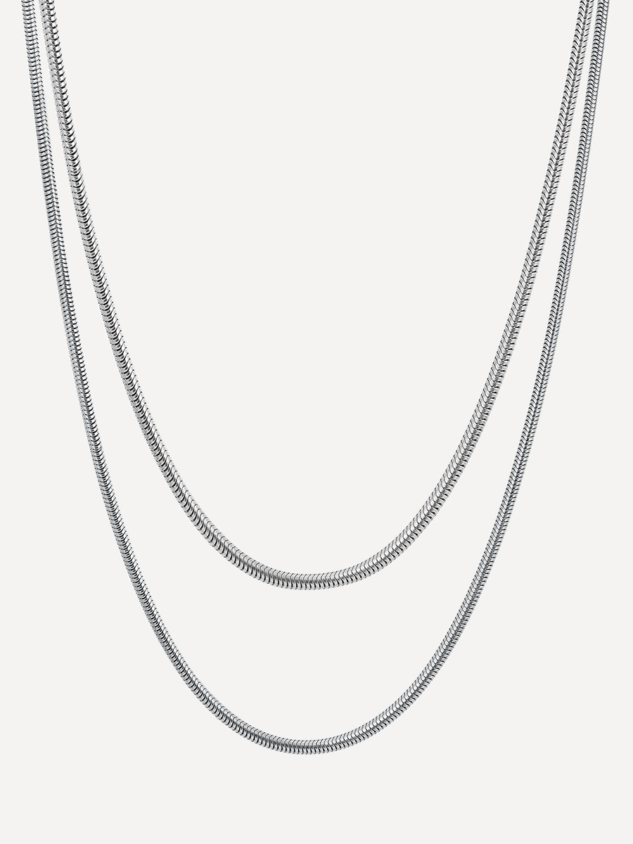 Round Sleek Kette Set Silber
