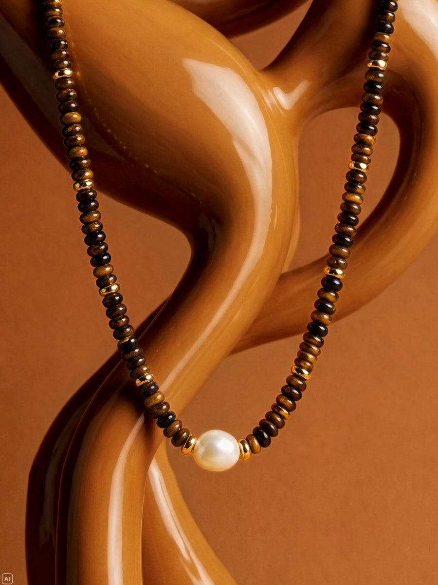Pearl Dawn Tiger's Eye Kette