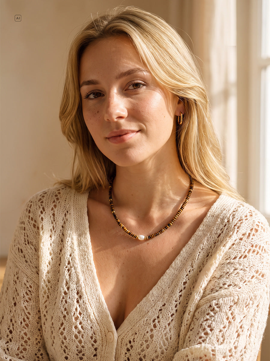 Pearl Dawn Tiger's Eye Kette