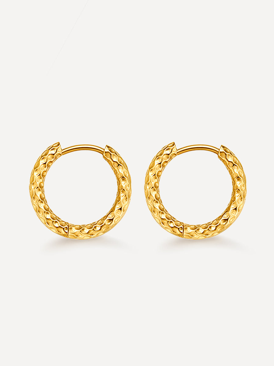 16mm TEXTURED HOOPS SMALL OHRRINGE GOLD
