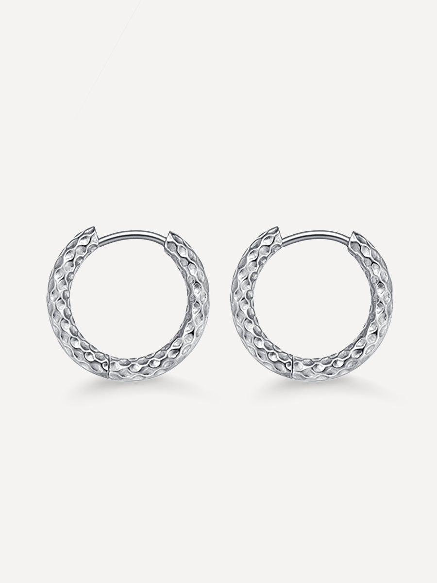 16mm TEXTURED HOOPS SMALL OHRRINGE SILBER
