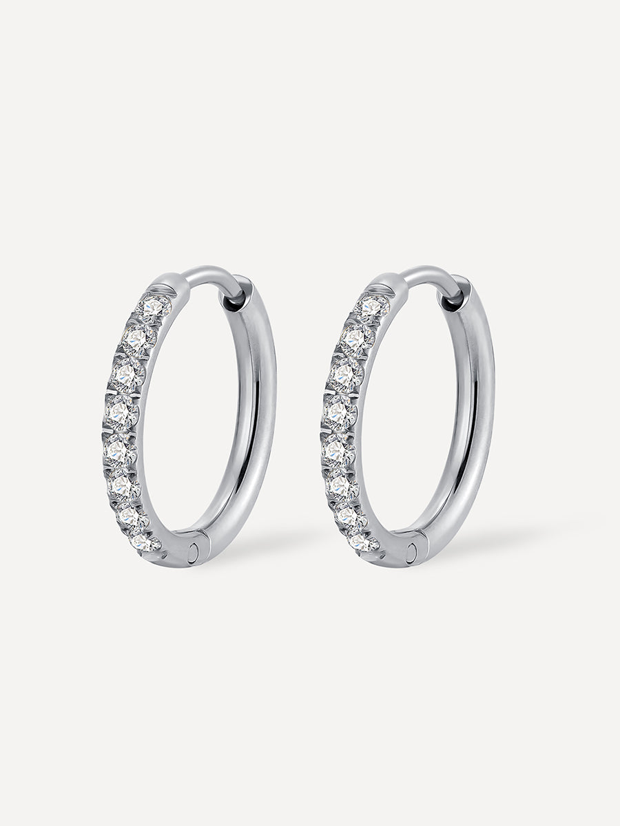 16mm CRYSTALIZED SHINE HOOP Ohrringe Silber