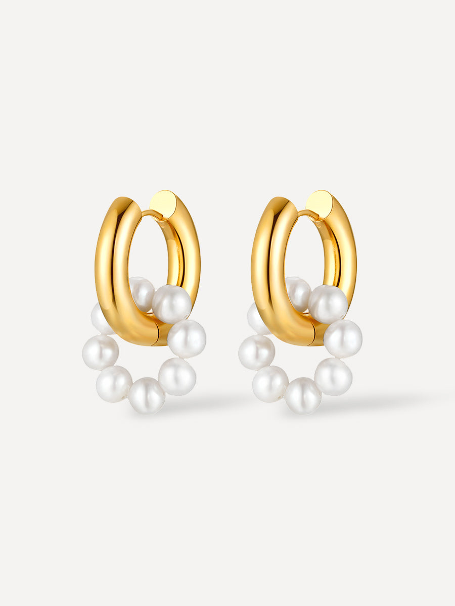 Pearl Hoop Ohrringe Gold