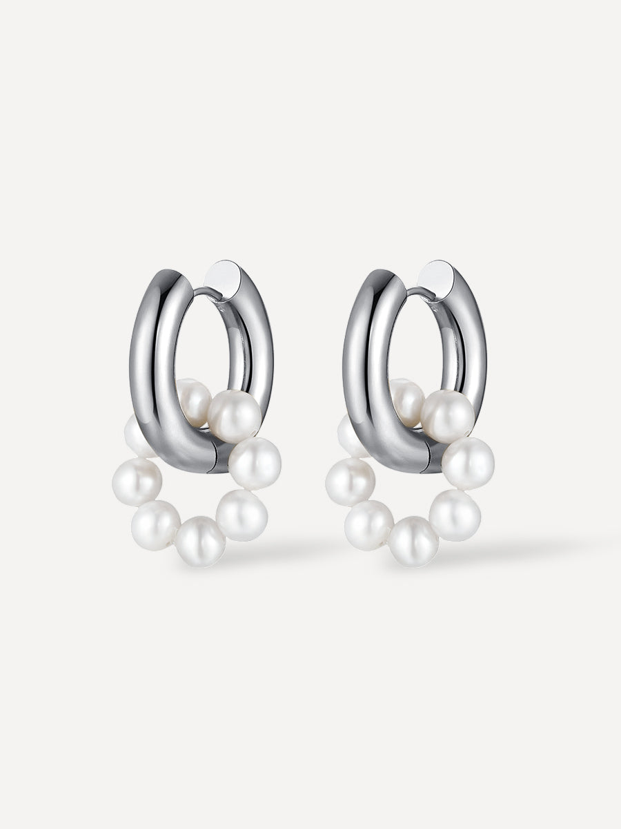 Pearl Hoop Ohrringe Silber
