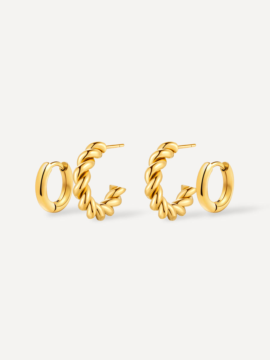 Twirl And Hoops Set Gold