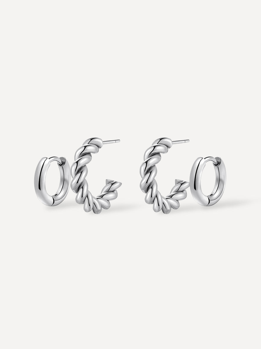 Twirl And Hoops Set Silber