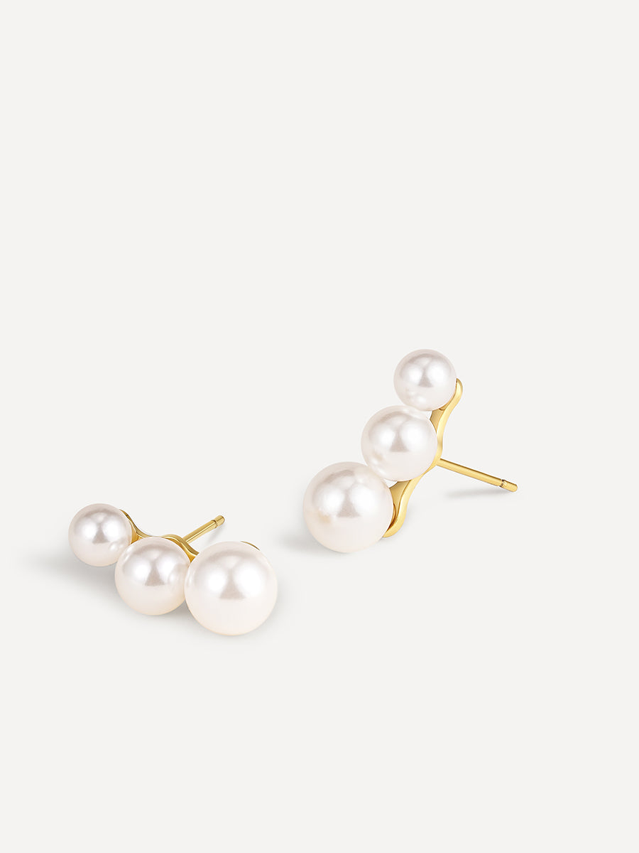 Trio Pearl Ohrringe Gold