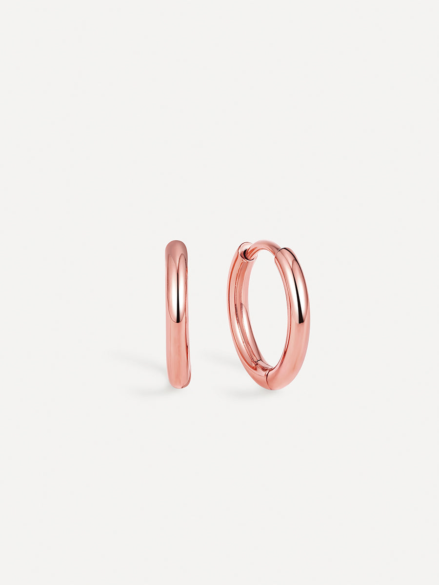 14mm GLOSSY HOOPS Small Ohrringe Rosegold