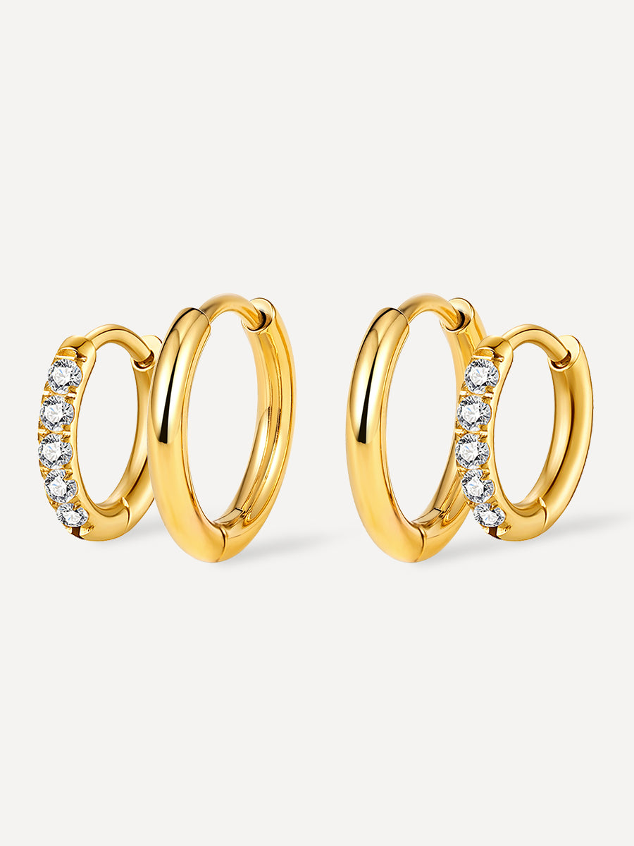 Slim & Shine Hoops Ohrringe Set Gold