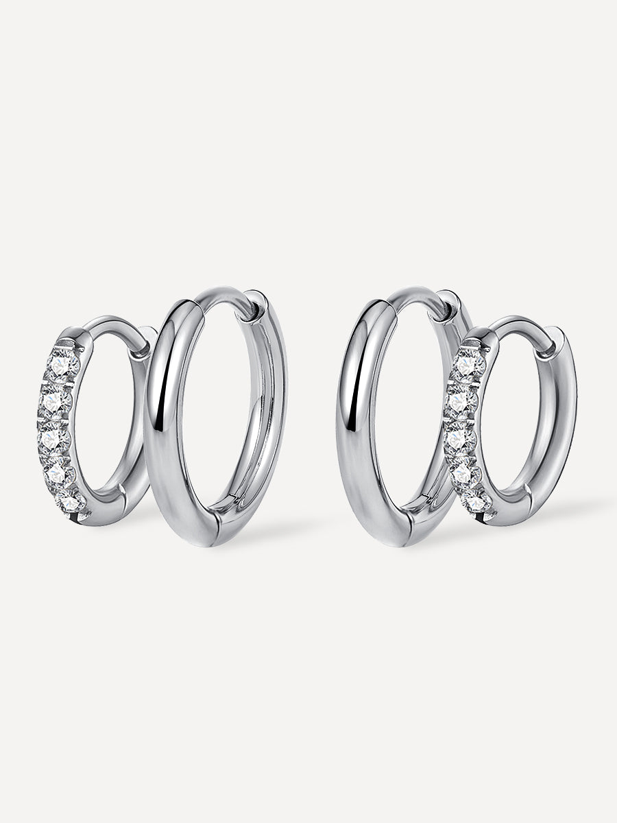 Slim & Shine Hoops Ohrringe Set Silber