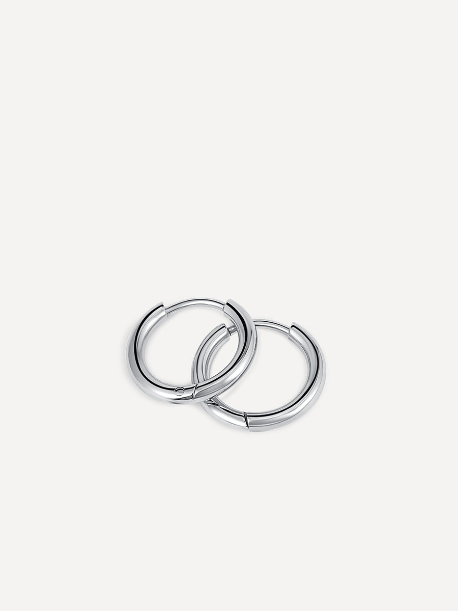 14mm SLIM HOOP Small Ohrringe Silber
