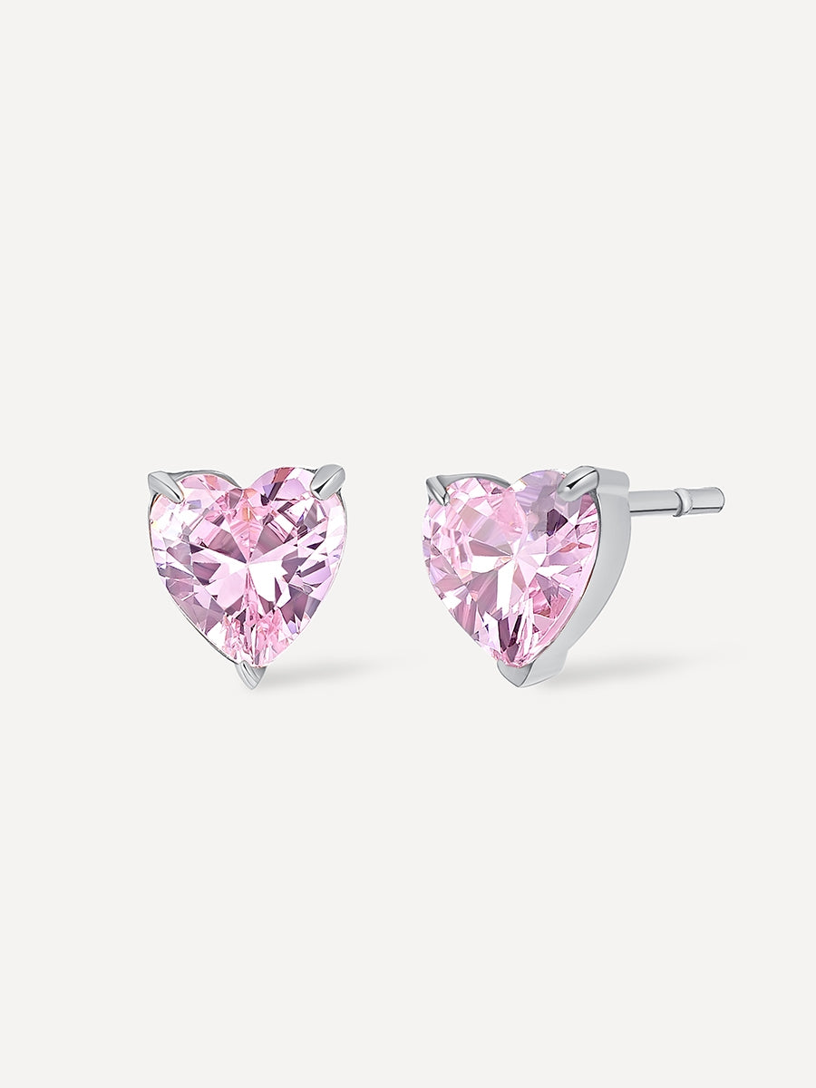 Pink Heart OHRRINGE Silber