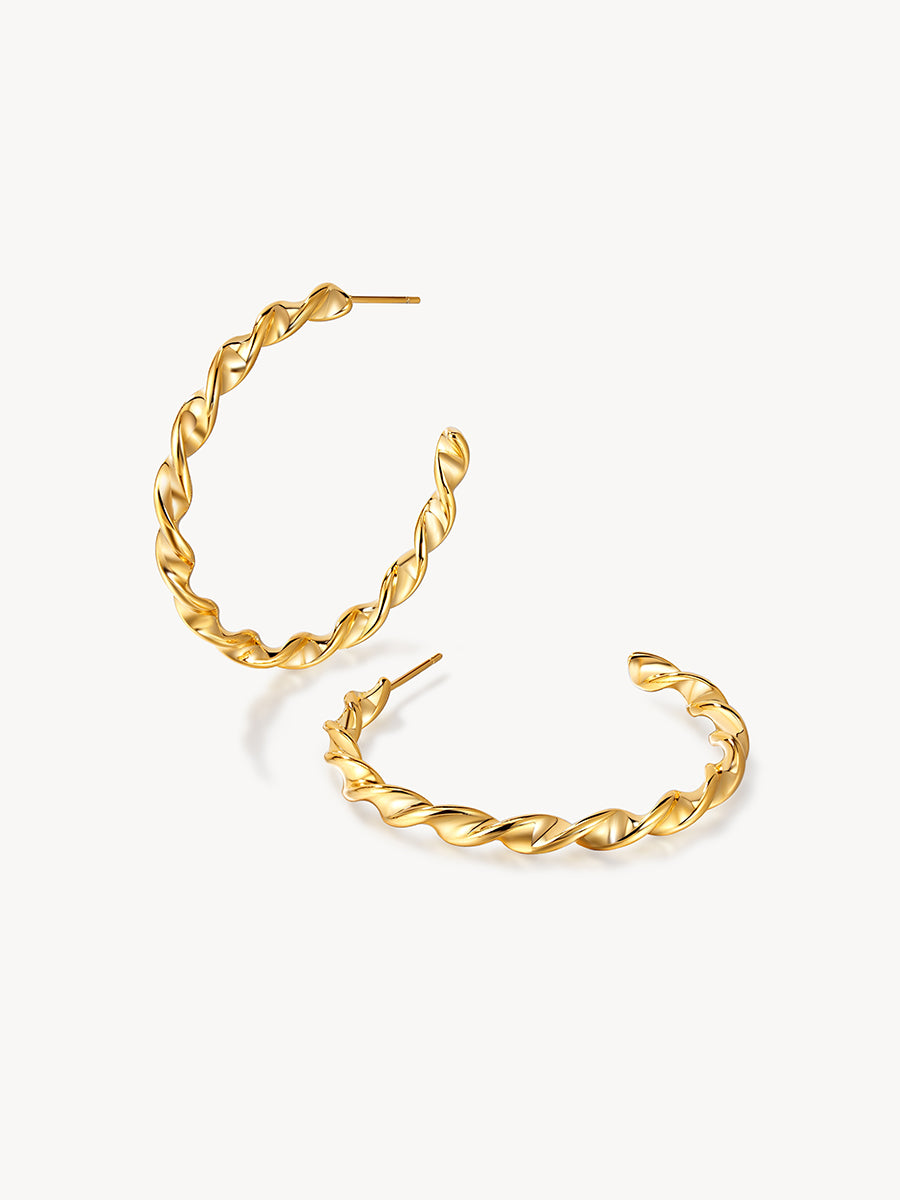 FINE TWIST LARGE OHRRINGE GOLD