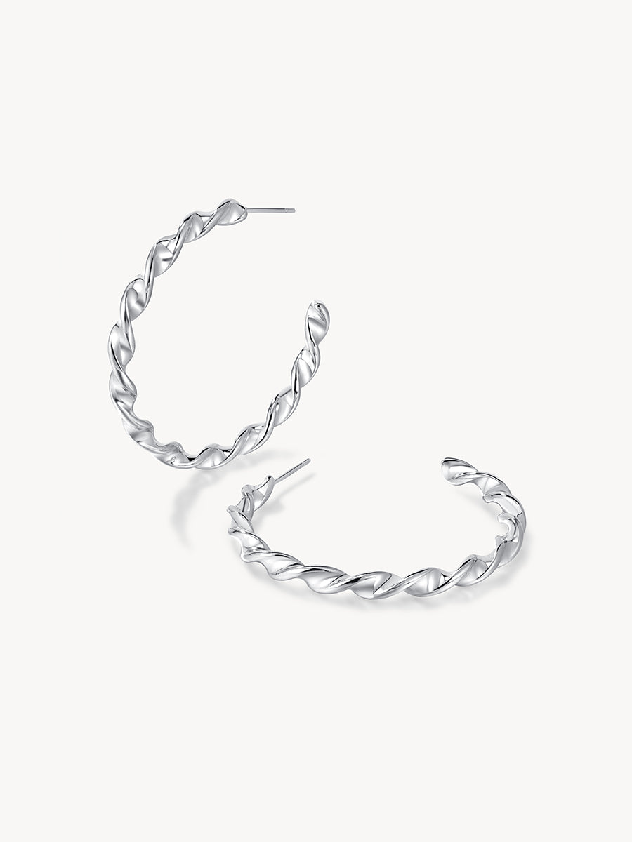FINE TWIST LARGE OHRRINGE SILBER