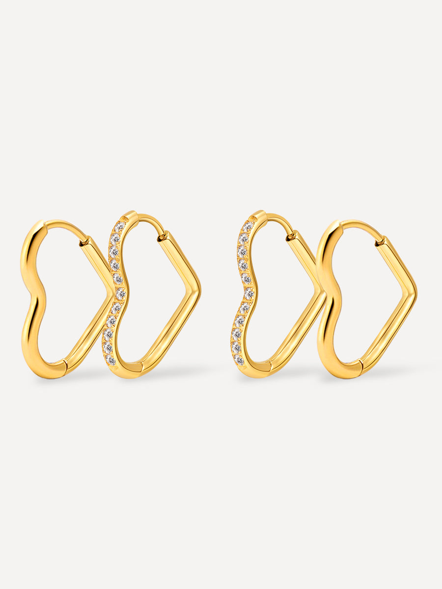 Glow & Grit Open Heart Ohrringe Set Gold