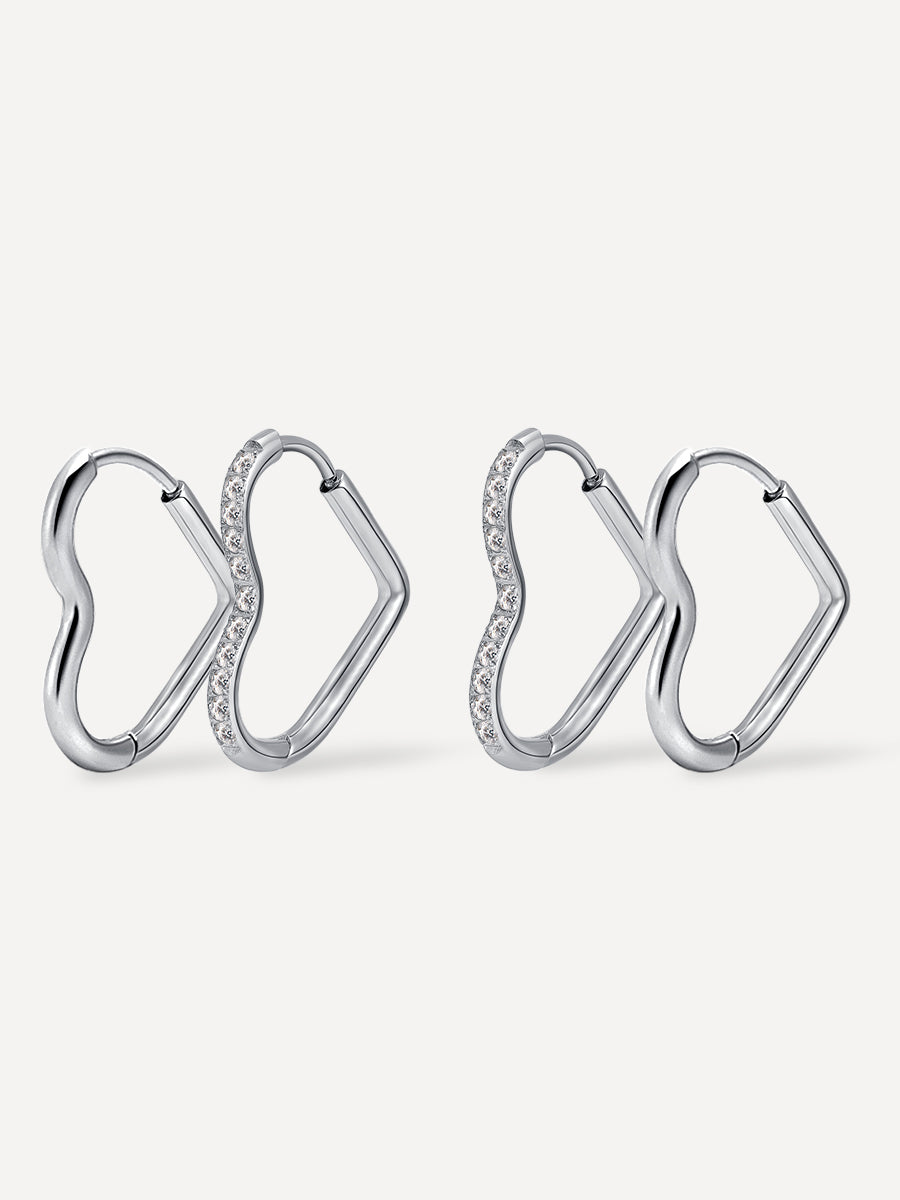 Glow & Grit Open Heart Ohrringe Set Silber