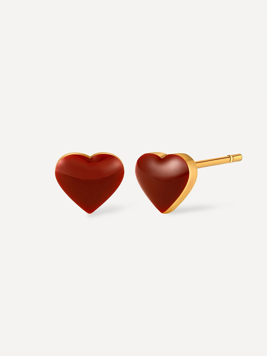 Red heart Ohrringe Gold