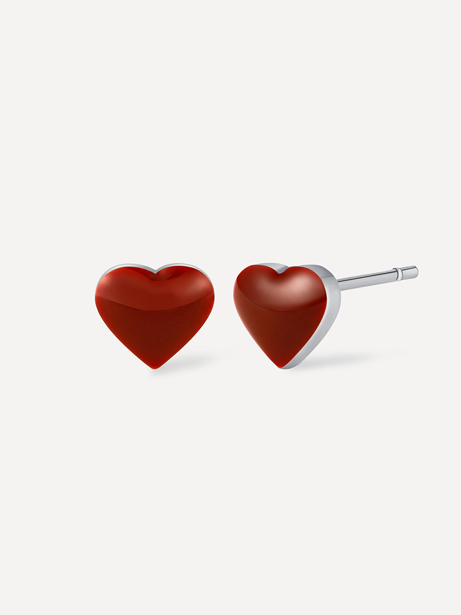Red heart Ohrringe Silber