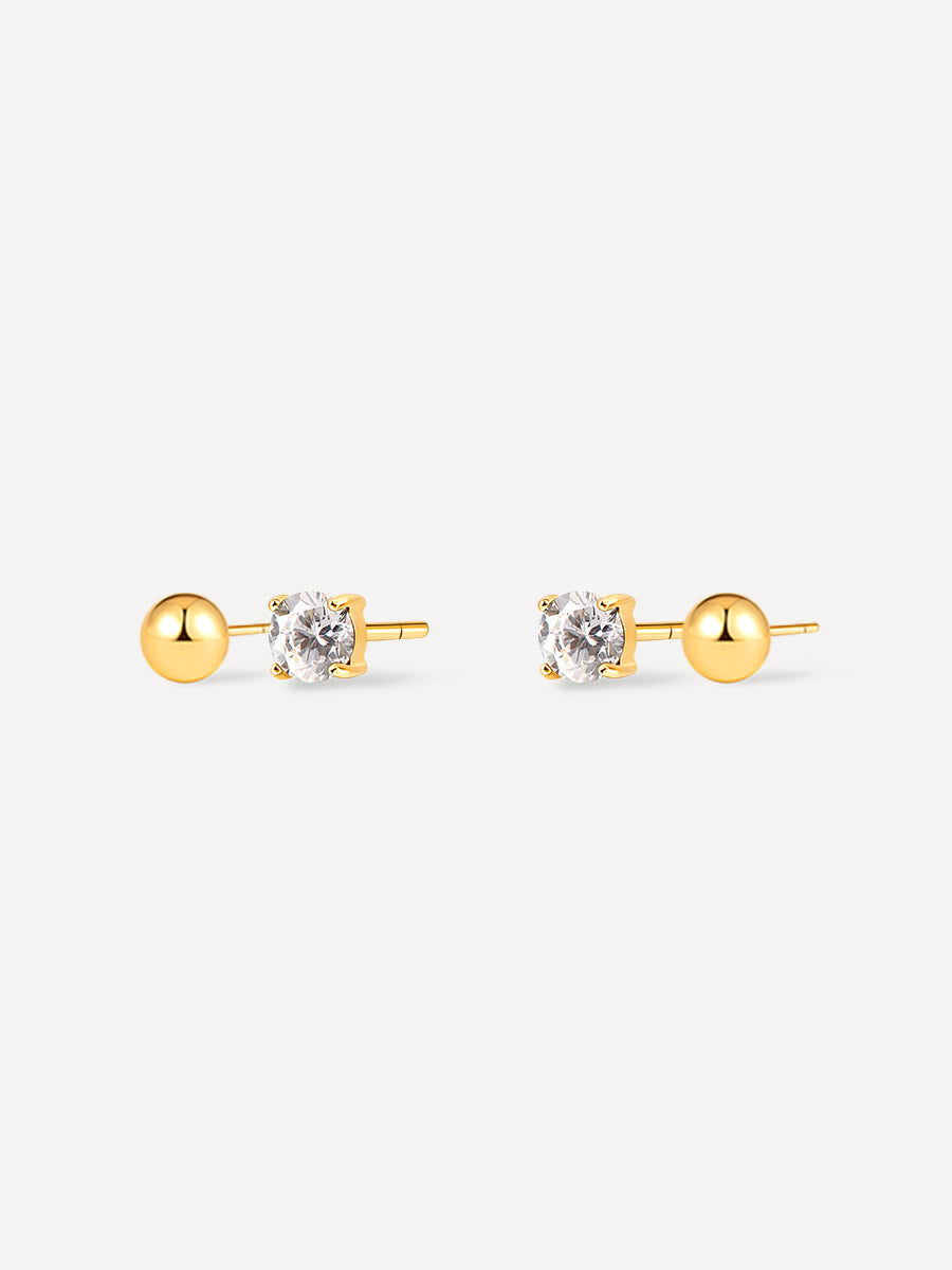 Shine And Round Ball Ohrringe Set Gold