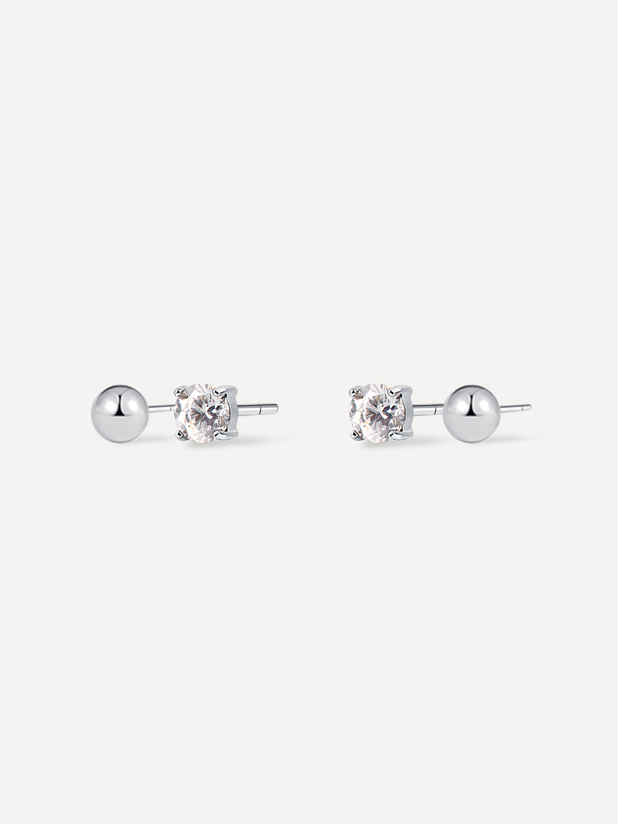 Shine And Round Ball Ohrringe Set Silber