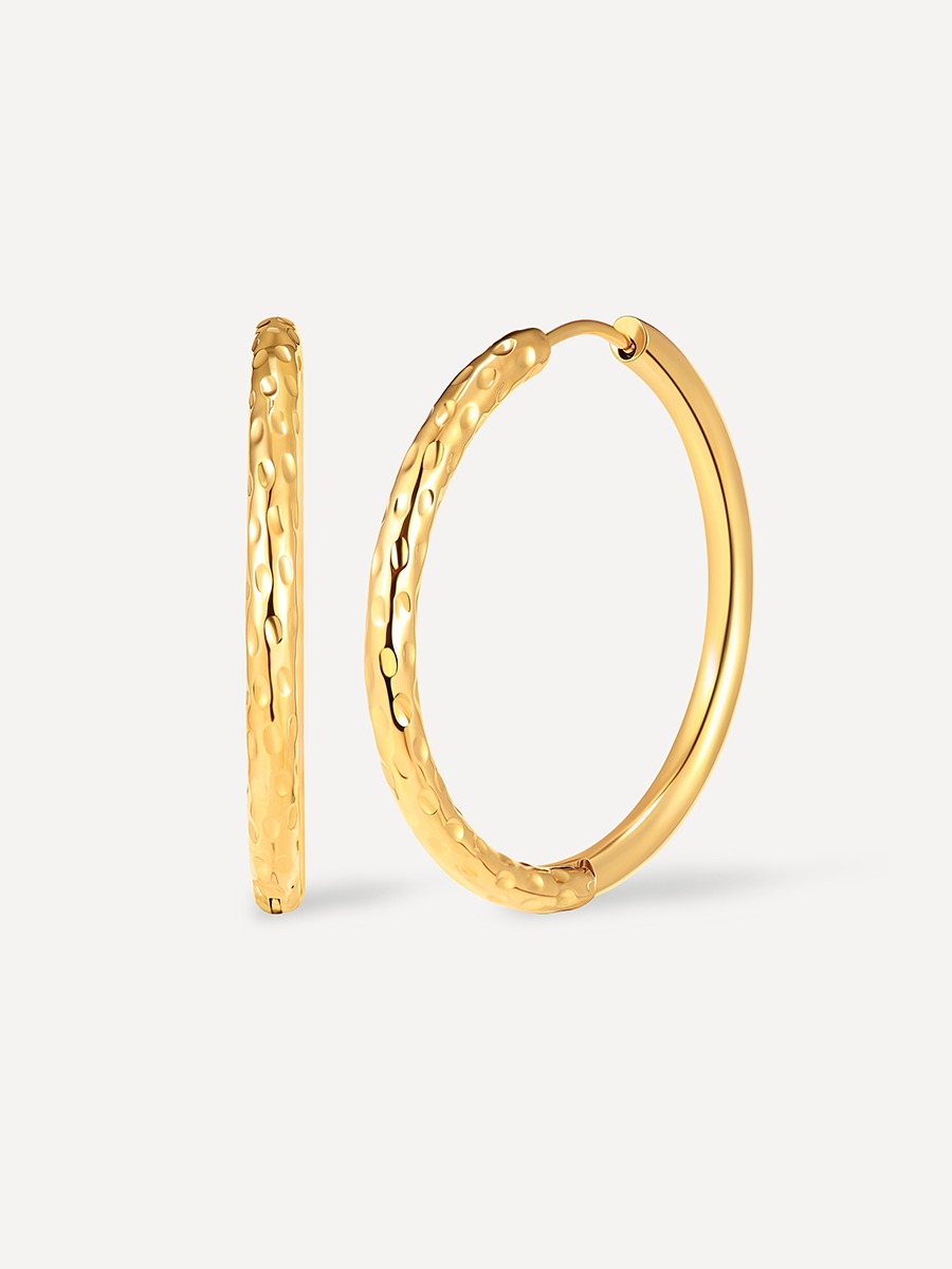 Half Texture Hoop Ohrringe Gold