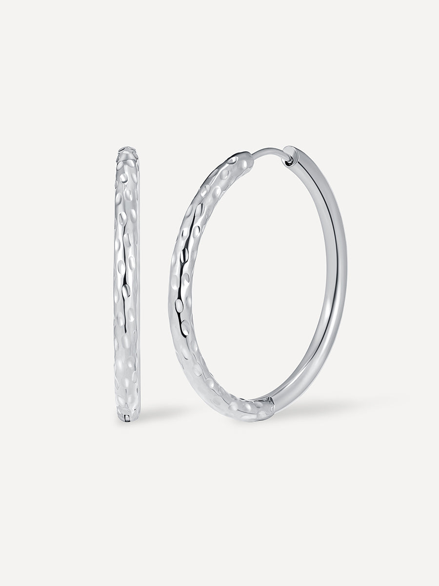 Half Texture Hoop Ohrringe Silber