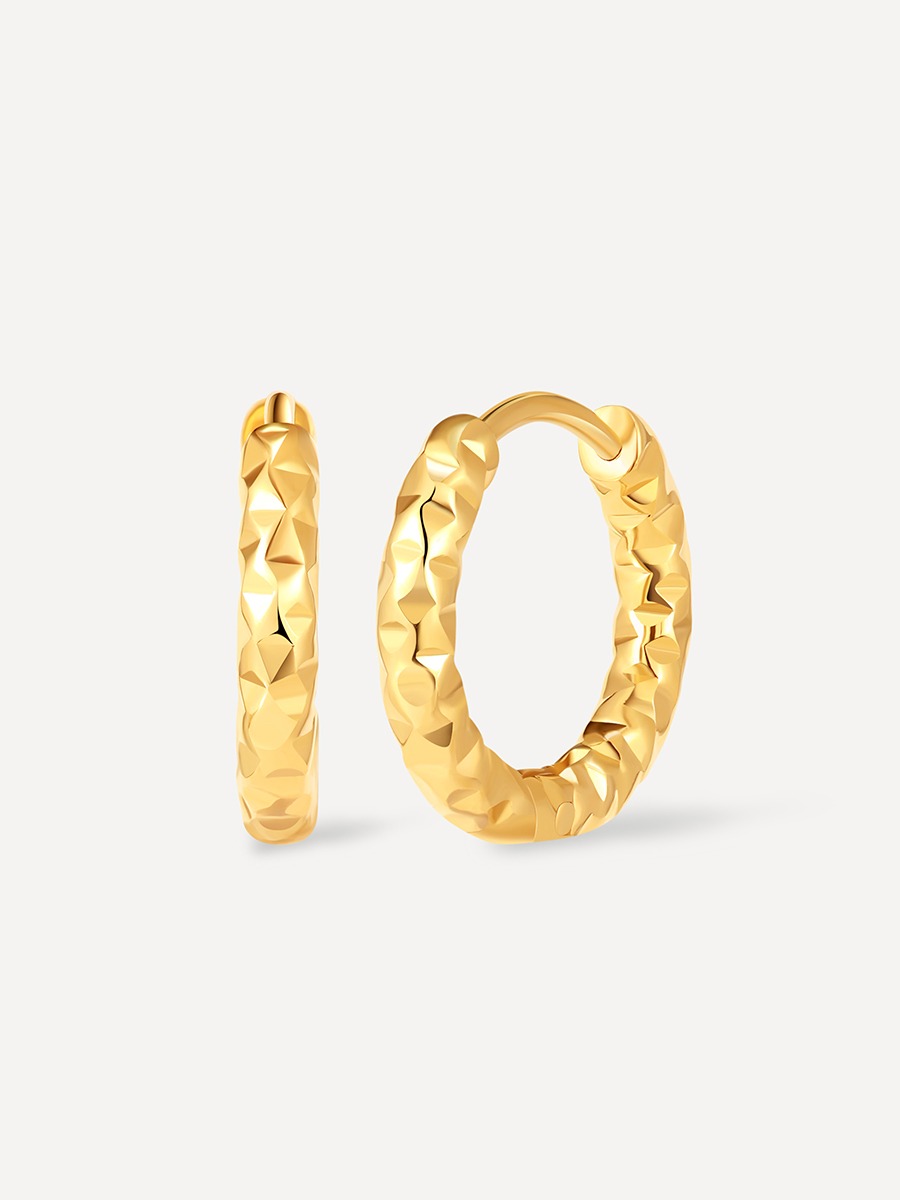 Wave Textured Hoop Ohrringe Gold