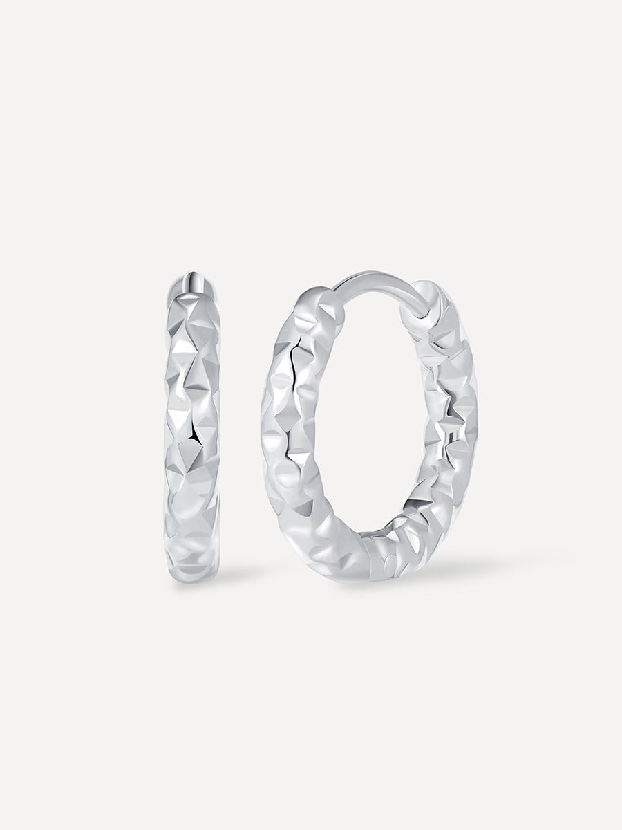 Wave Textured Hoop Ohrringe Silber