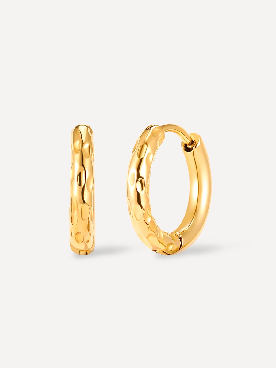 Small Half Texture  Hoop Ohrringe Gold