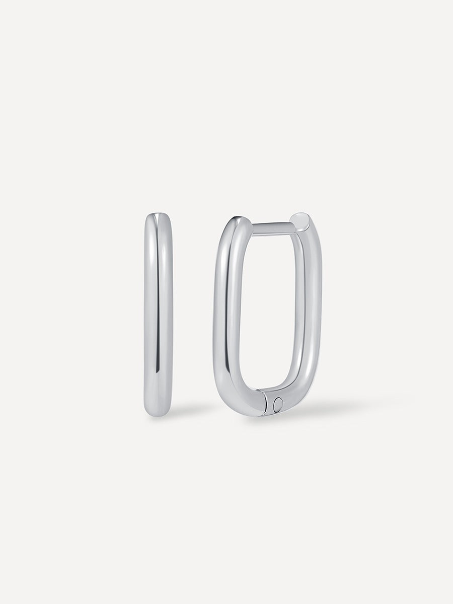 Small Square Hoop Ohrringe Silber