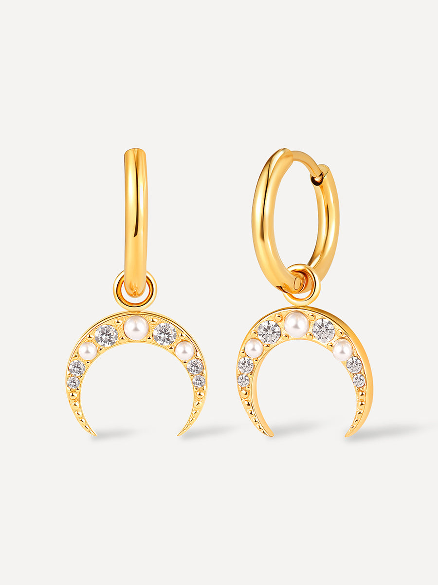 Moon Phase Crescent Ohrringe Gold