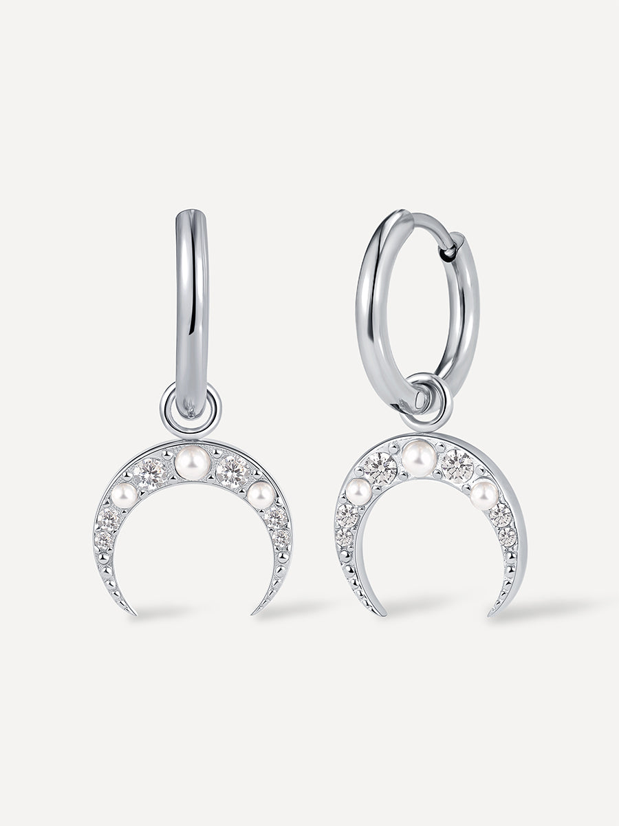 Moon Phase Crescent Ohrringe Silber