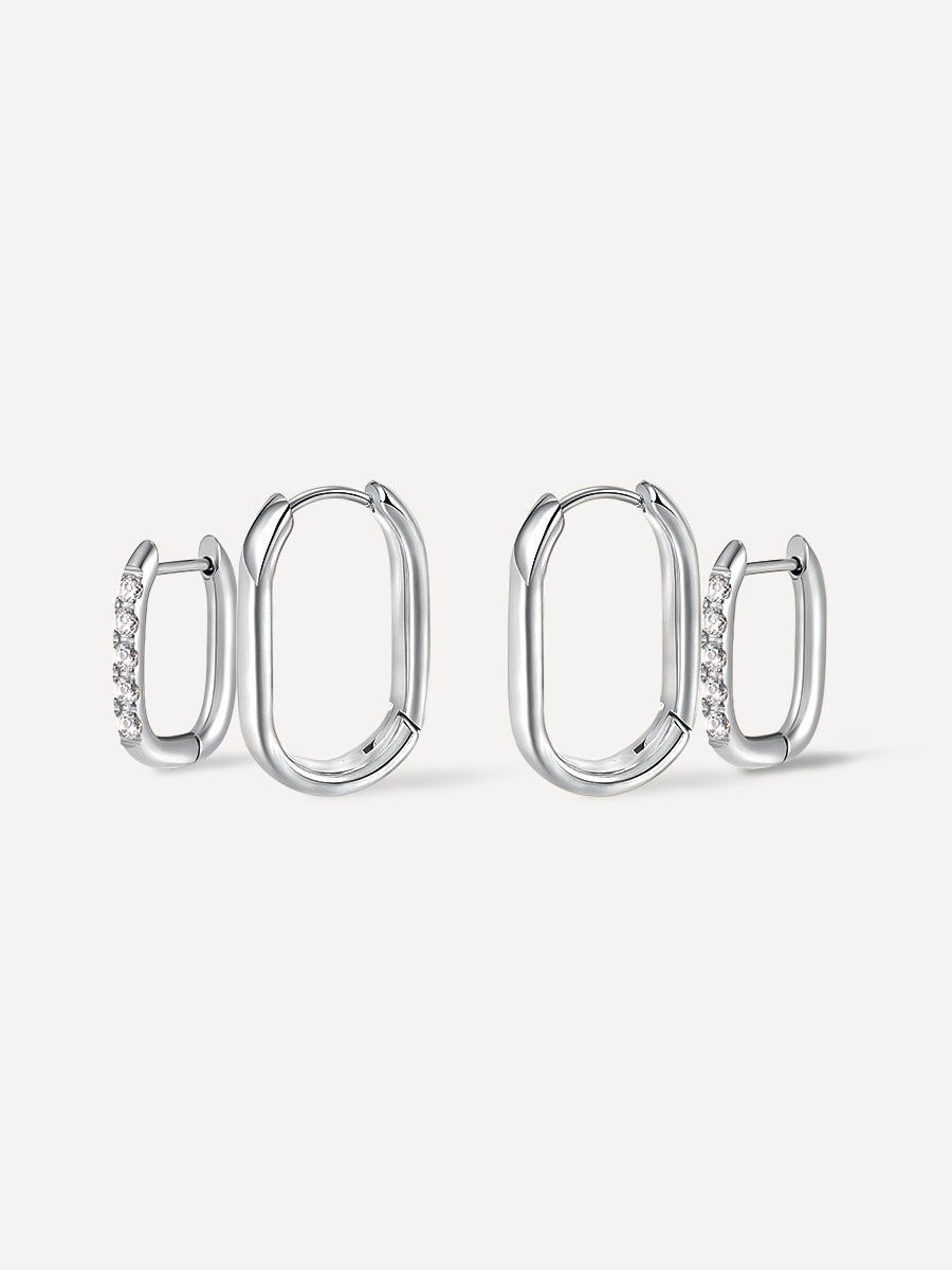 Shine And Smooth U Hoops Set Silber