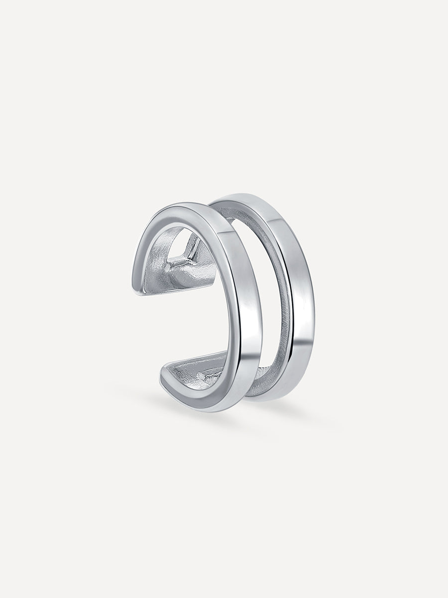 Moon Phase Duo Plain Earcuff Silber