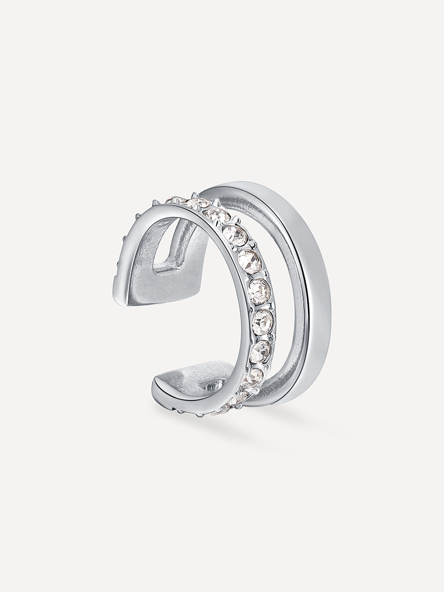 Moon Phase Duo Brilliant Earcuff Silber