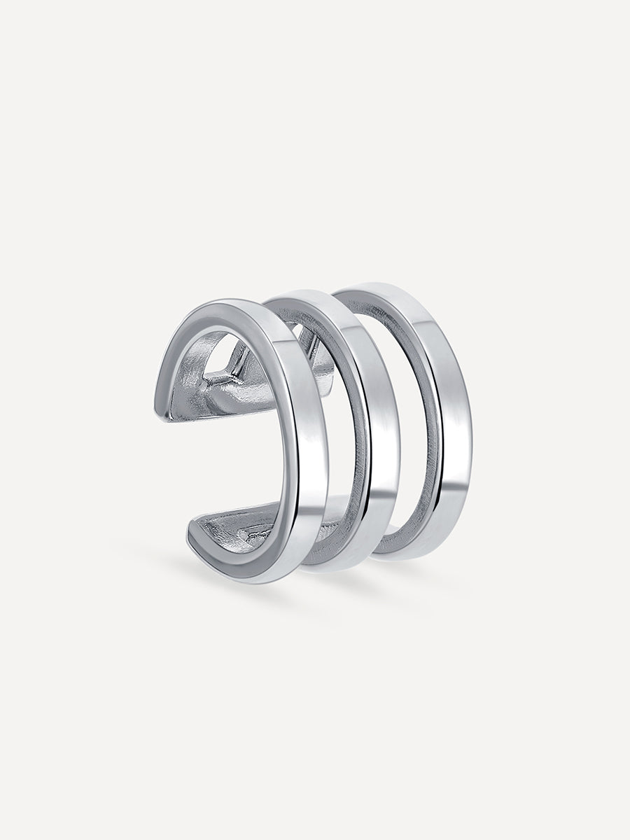 Moon Phase Trio Plain Earcuff Silber