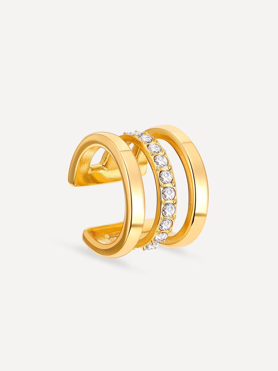 Moon Phase Trio Brilliant Earcuff Gold