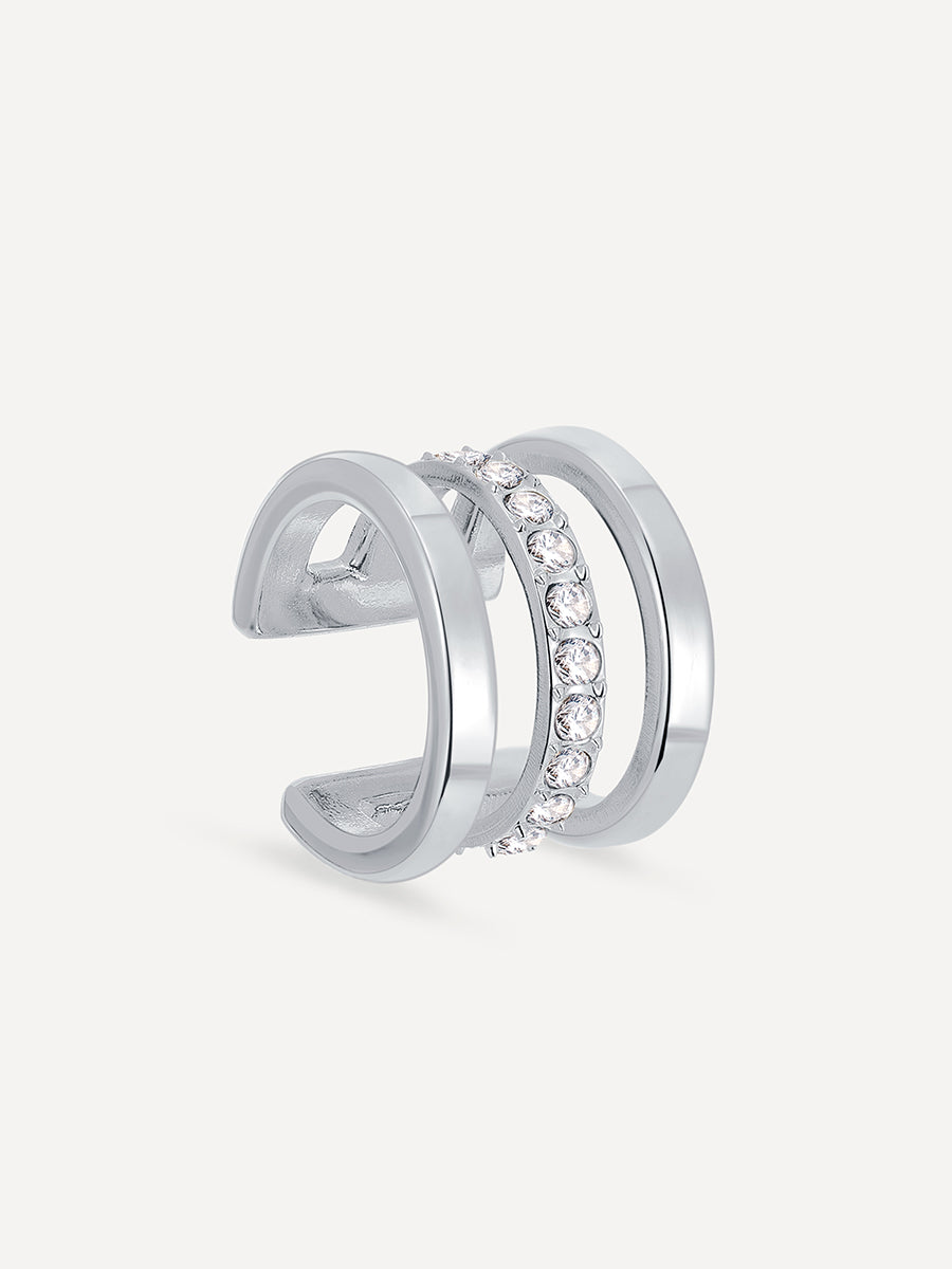 Moon Phase Trio Brilliant Earcuff Silber