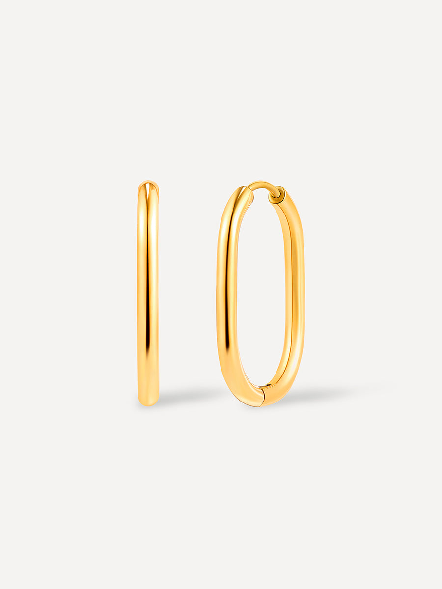 27mm Elegant Oval Ohrringe Gold