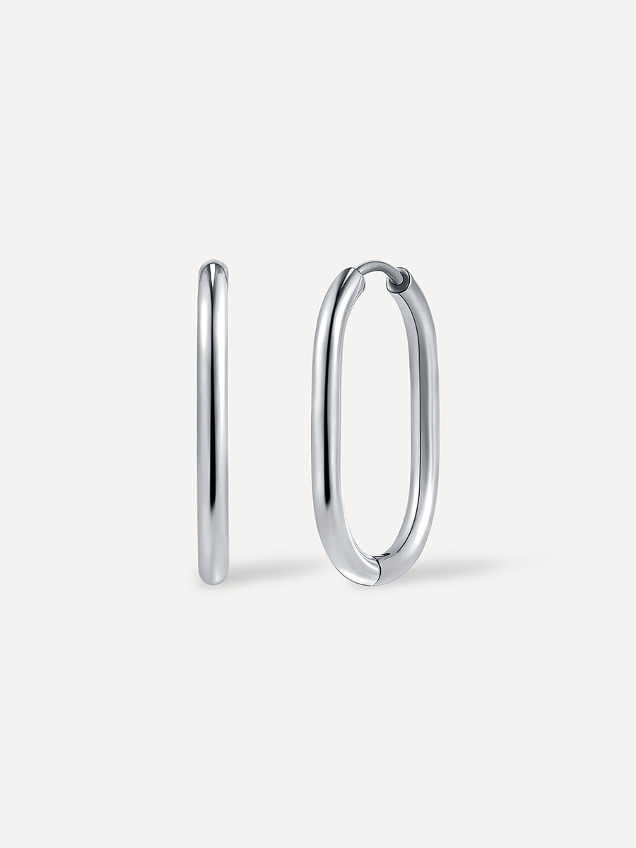 27mm Elegant Oval Ohrringe Silber