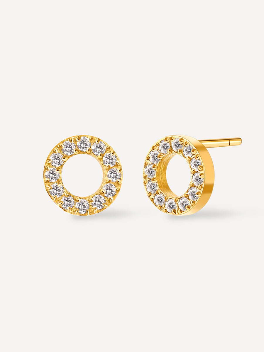 Dazzling Round Stud Ohrringe Gold